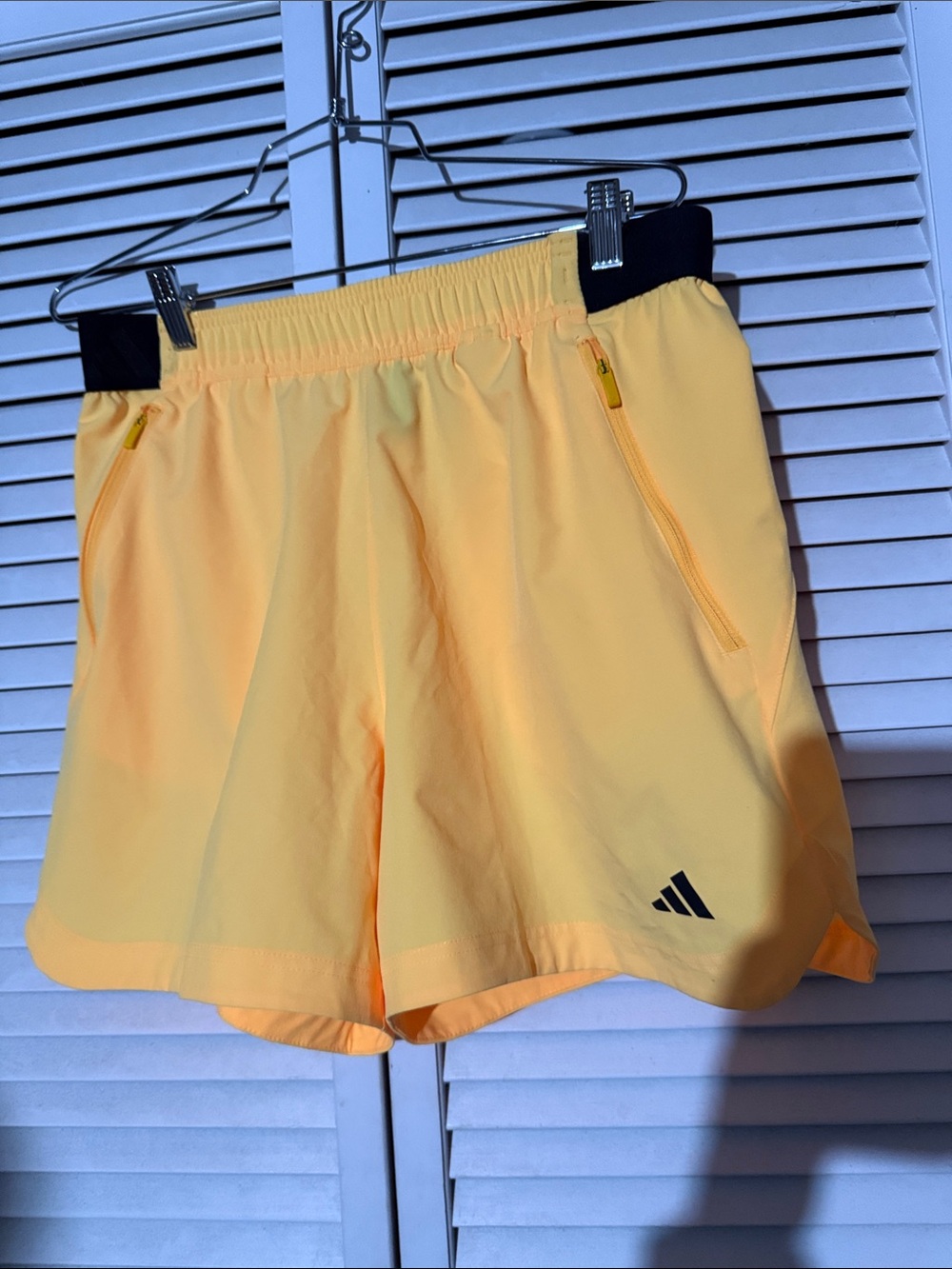 adidas Pale Yellow Performance Shorts with Black Waistband